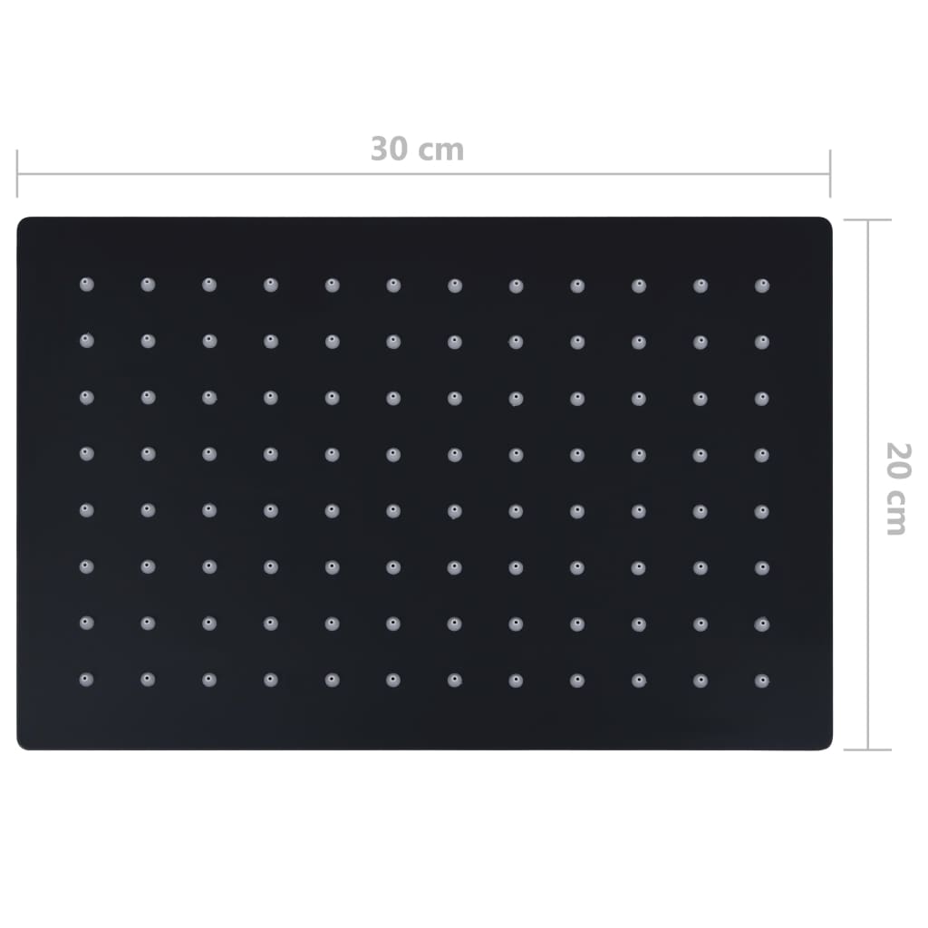 Sprchová Hlavice Nerezová Ocel 30 X 20 Cm Obdélníková Černá