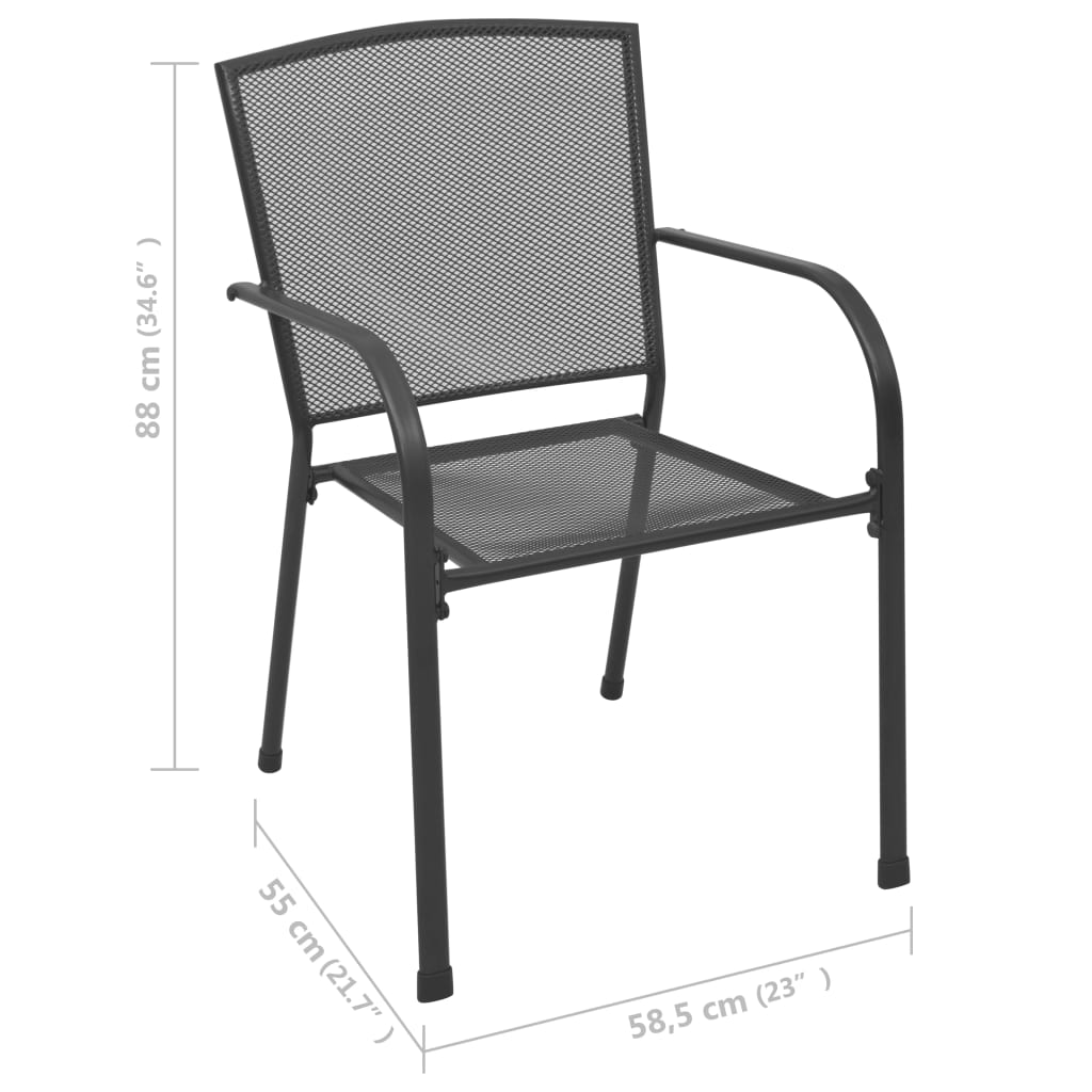 Zahradní Židle 4 Ks Pletivový Design Antracitové Ocel