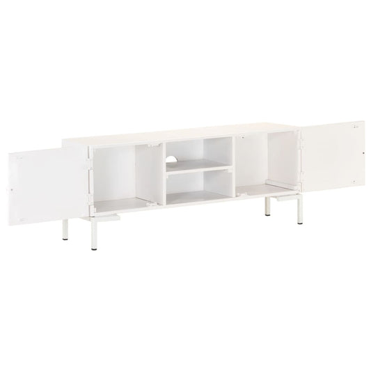 Tv Stolek Bílý 115 X 30 X 46 Cm Masivní Mangovníkové Dřevo