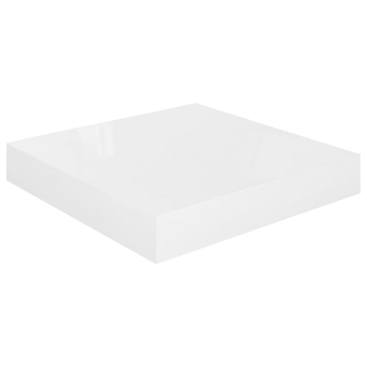 Plovoucí Nástěnná Police Bílá Vysoký Lesk 23X23,5X3,8 Cm Mdf Bílá S Vysokým Leskem