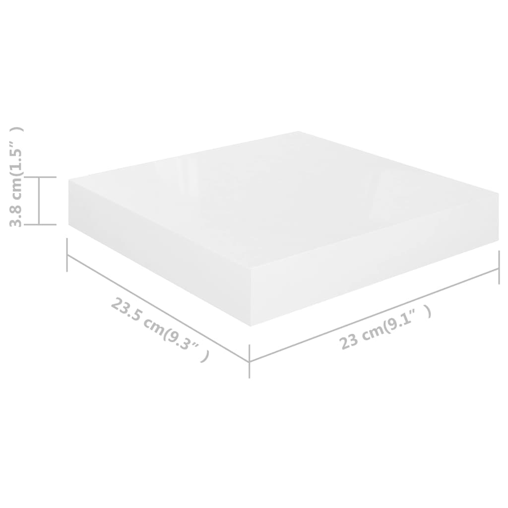 Plovoucí Nástěnné Police 2 Ks Lesklé Bílé 23X23,5X3,8 Cm Mdf Bílá S Vysokým Leskem