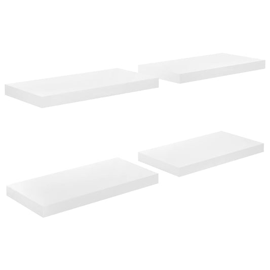 Plovoucí Nástěnné Police 4 Ks Bílé Vysoký Lesk 50X23X3,8 Cm Mdf Bílá S Vysokým Leskem