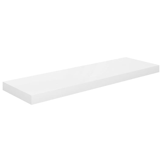 Plovoucí Nástěnná Police Bílá Vysoký Lesk 80X23,5X3,8 Cm Mdf Bílá S Vysokým Leskem