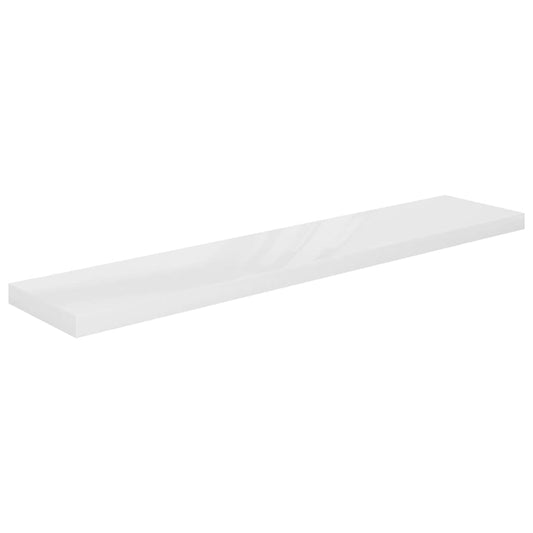 Plovoucí Nástěnná Police Bílá Vysoký Lesk 120X23,5X3,8 Cm Mdf Bílá S Vysokým Leskem