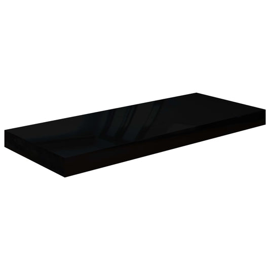 Plovoucí Nástěnná Police Černá Vysoký Lesk 60X23,5X3,8 Cm Mdf Černá S Vysokým Leskem