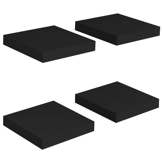Plovoucí Nástěnné Police 4 Ks Černé 23 X 23,5 X 3,8 Cm Mdf Černá