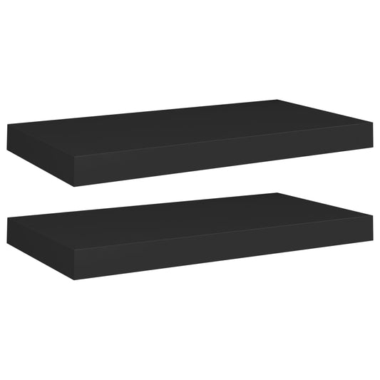 Plovoucí Nástěnné Police 2 Ks Černé 50 X 23 X 3,8 Cm Mdf Černá