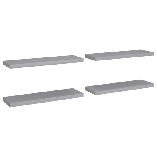 Plovoucí Nástěnné Police 4 Ks Šedé 80 X 23,5 X 3,8 Cm Mdf Šedá