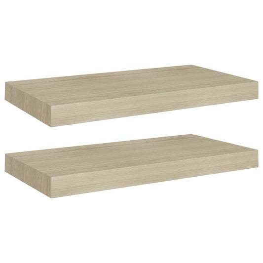 Plovoucí Nástěnné Police 2 Ks 50 X 23 X 3,8 Cm Mdf Dub