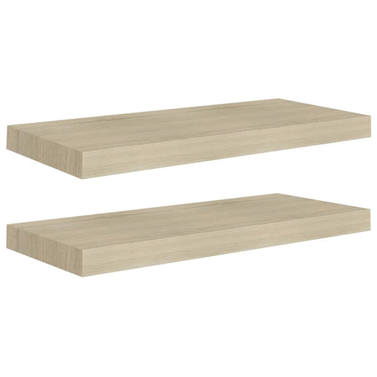 Plovoucí Nástěnné Police 2 Ks 60 X 23,5 X 3,8 Cm Mdf Dub