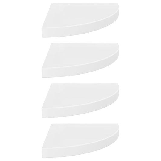323909 Floating Corner Shelves 4 Pcs High Gloss White 35X35X3,8 Cm Mdf Bílá S Vysokým Leskem