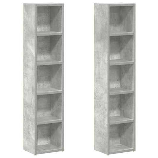 Skříňky Na Cd 2 Ks Betonově Šedé 21 X 16 X 93,5 Cm Dřevotříska