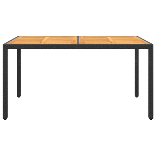 Zahradní Stůl 150 X 90 X 75 Cm Akáciové Dřevo A Polyratan Černý