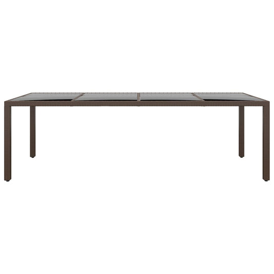 Zahradní Stůl Se Skleněnou Deskou Hnědý Polyratan