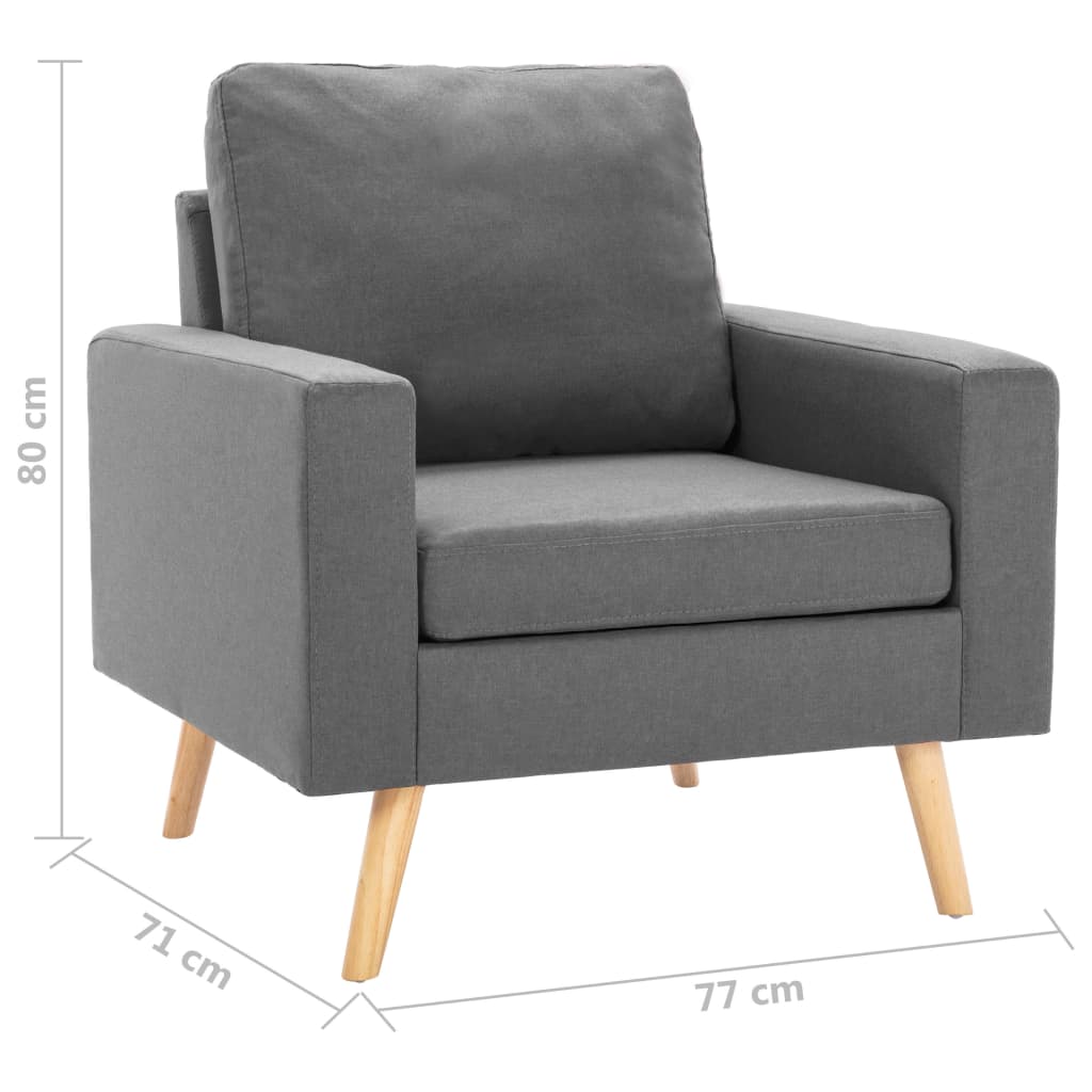 2Dílná Sedací Souprava Textil Světle Šedá