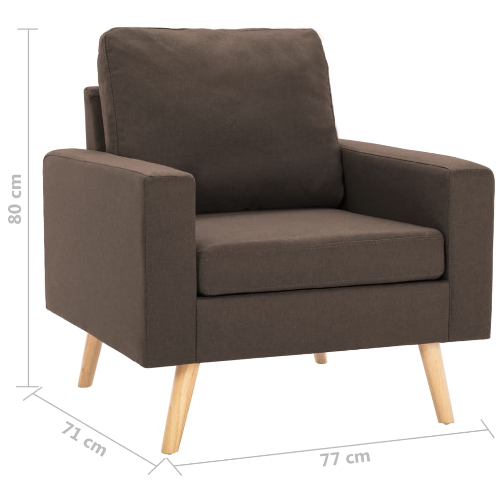 2Dílná Sedací Souprava Textil Hnědá