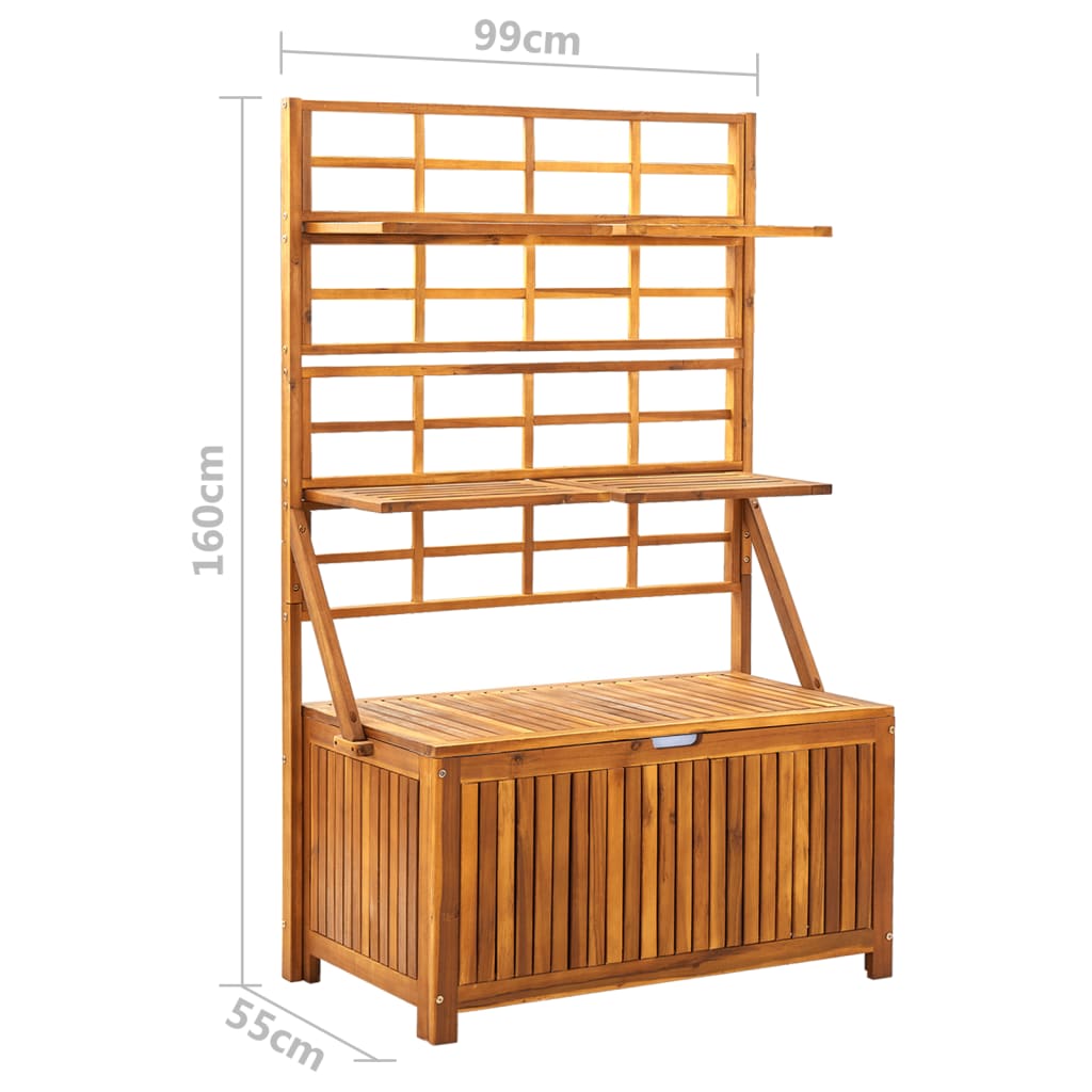Úložný Box S Treláží 99 X 55 X 160 Cm Masivní Akáciové Dřevo