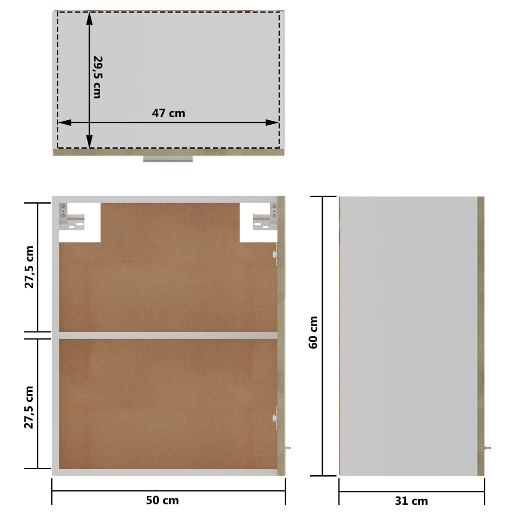 Závěsné Skříňky Lyon 2 Ks 50X31X60 Cm Kompozit Dub Sonoma