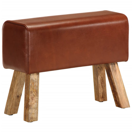 Lavice Gymnastický Kůň 58 Cm Hnědá Pravá Kůže A Mangovník