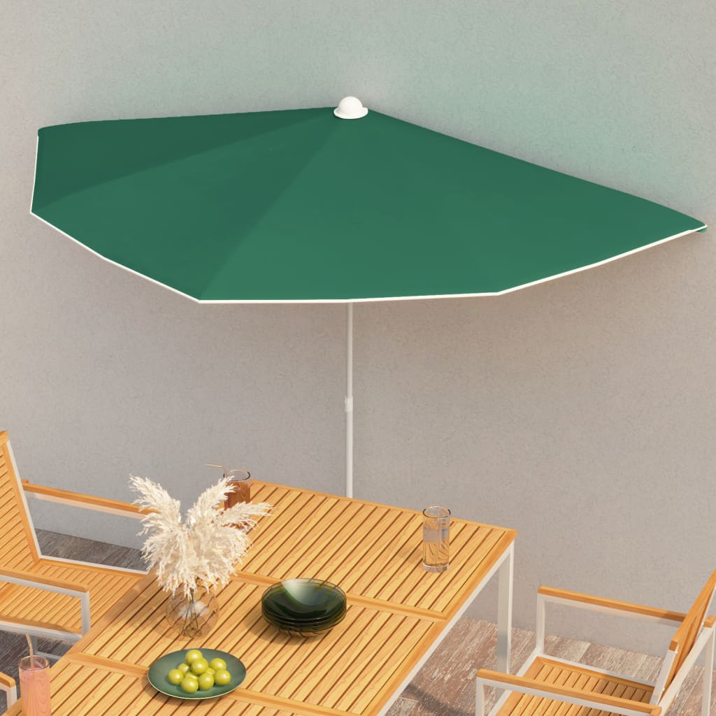 Zahradní Půlkruhový Slunečník S Tyčí 180 X 90 Cm Antracitový