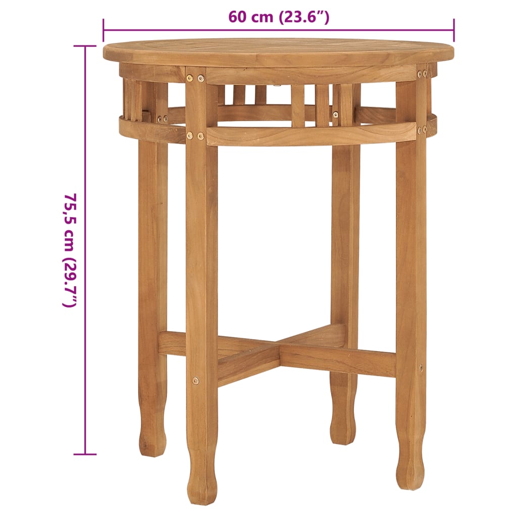Bistro Stolek Ø 60 X 75,5 Cm Masivní Teakové Dřevo