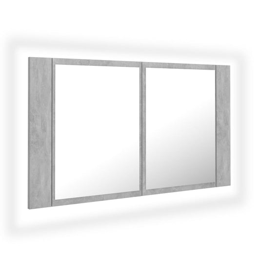 Led Koupelnová Skříňka Se Zrcadlem Betonově Šedá 80X12X45 Cm