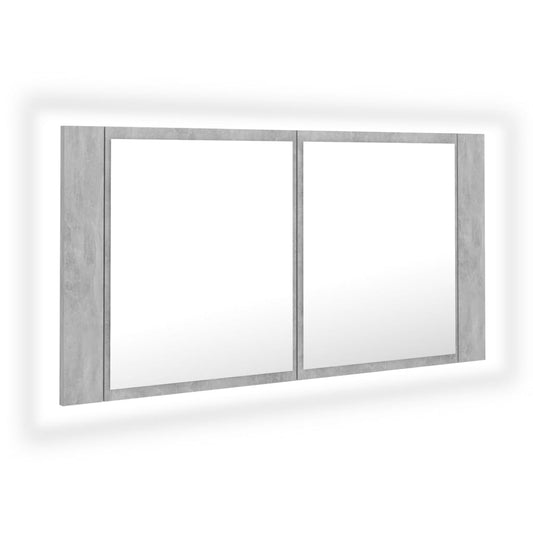Led Koupelnová Skříňka Se Zrcadlem Betonově Šedá 90X12X45 Cm