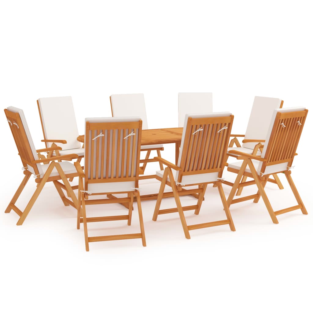 9Dílný Zahradní Jídelní Set S Poduškami Masivní Teak Šedý