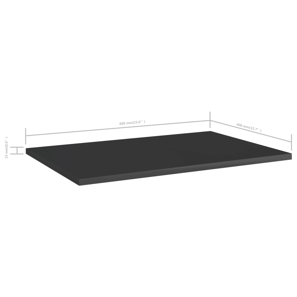 Přídavné Police 8 Ks Černé Vysoký Lesk 60X40X1,5 Cm Dřevotříska