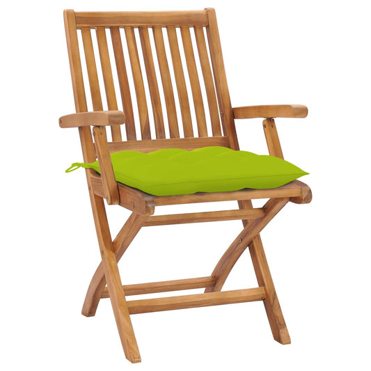 Zahradní Židle 2 Ks Jasně Zelené Podušky Masivní Teak Jasně Zelená