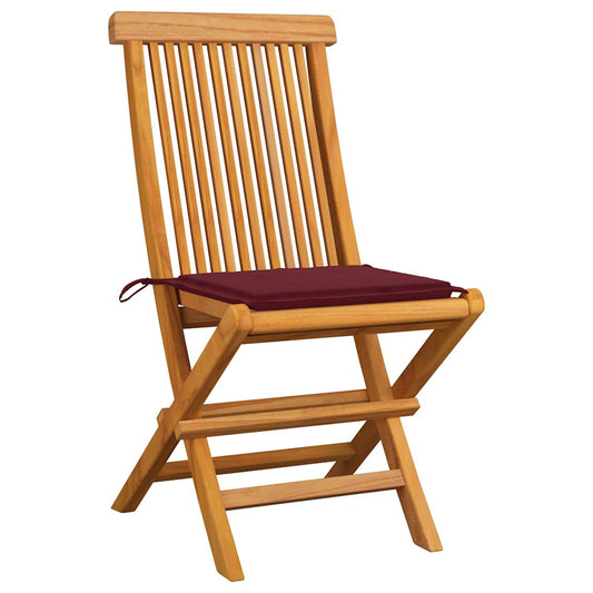 Zahradní Židle S Vínovými Poduškami 4 Ks Masivní Teak