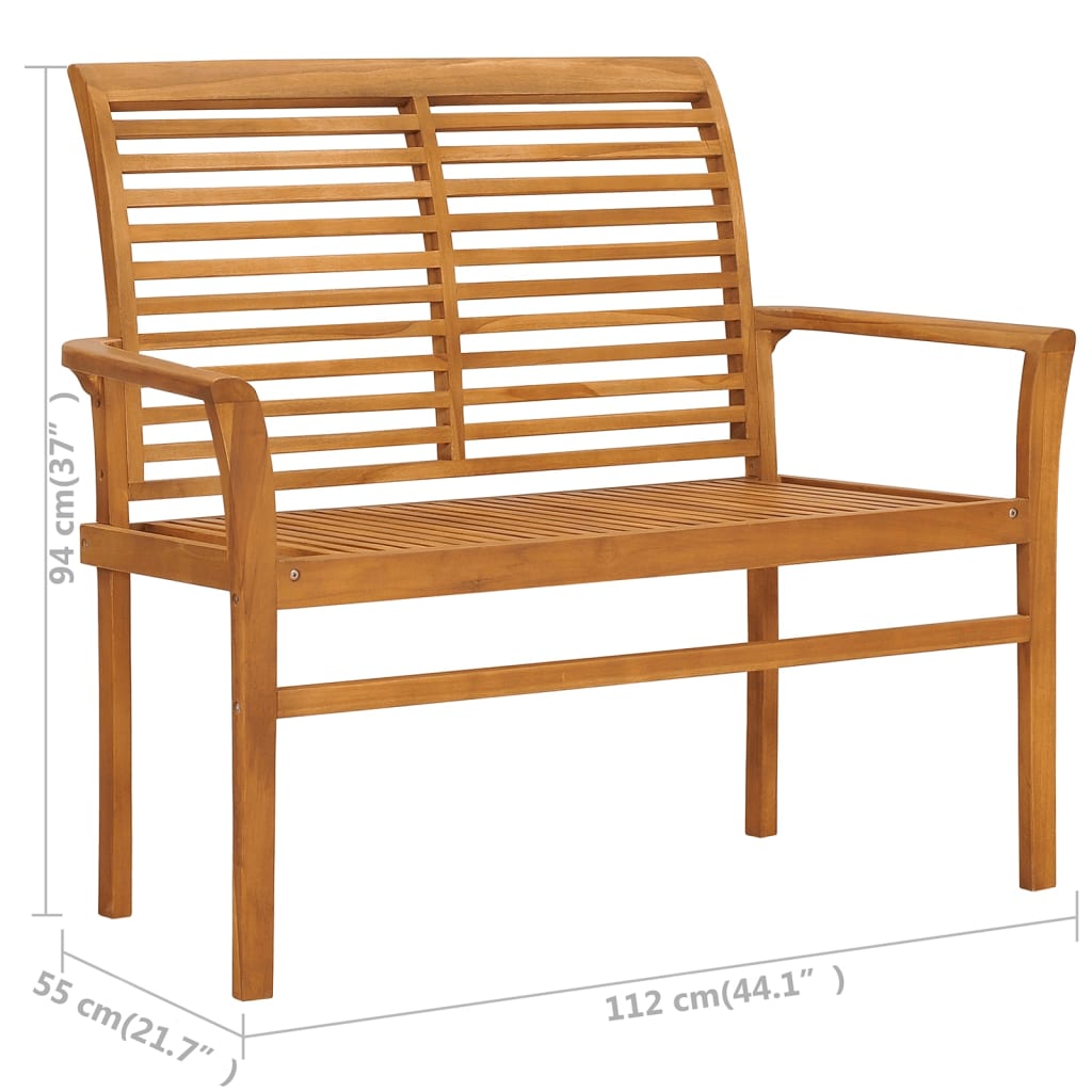 Zahradní Lavice S Jasně Zelenou Poduškou 112 Cm Masivní Teak