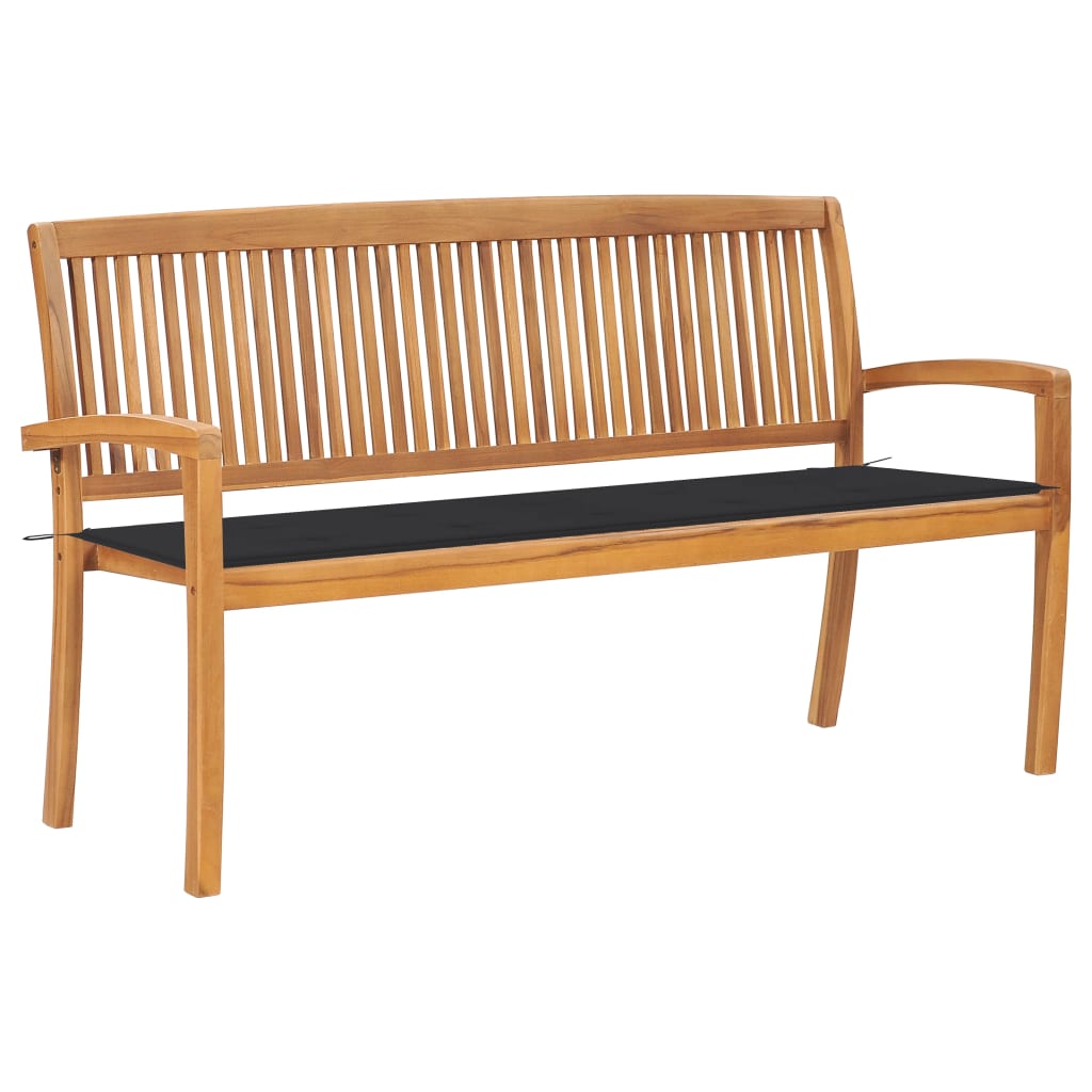 Stohovatelná Zahradní Lavice S Poduškou 128,5 Cm Masivní Teak