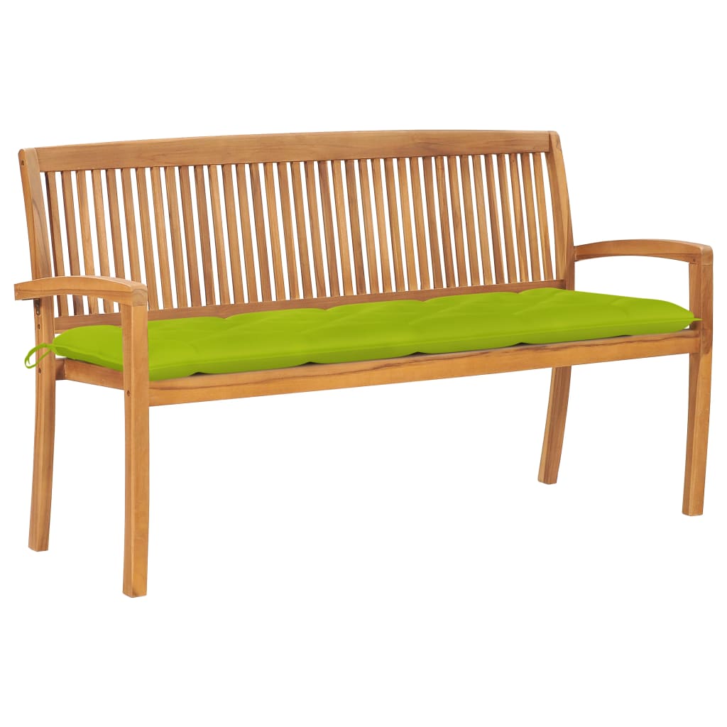 Stohovatelná Zahradní Lavice S Poduškou 128,5 Cm Masivní Teak