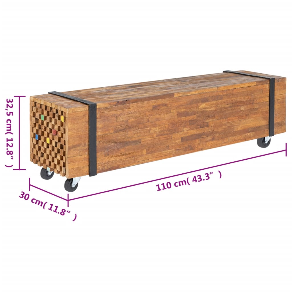 Tv Stolek 110 X 30 X 32,5 Cm Masivní Teakové Dřevo