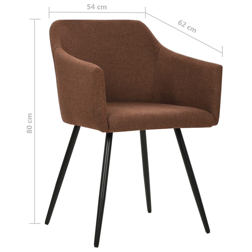 Jídelní Židle 6 Ks Hnědé Textil