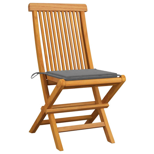 Zahradní Židle S Šedými Poduškami 6 Ks Masivní Teak