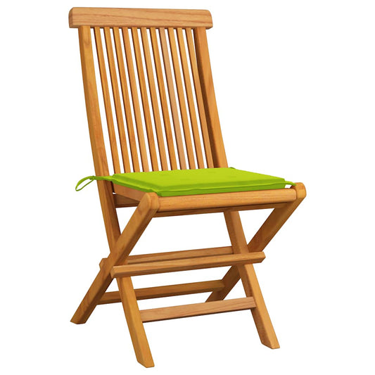 Zahradní Židle S Jasně Zelenými Poduškami 6 Ks Masivní Teak