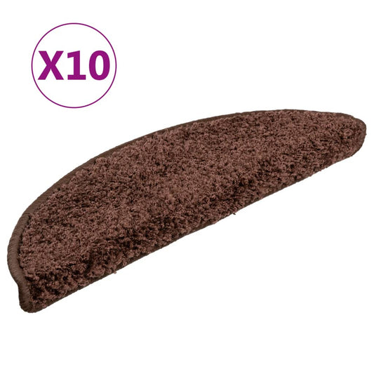 Schodové Rohože 10 Ks Hnědé Půlkulaté