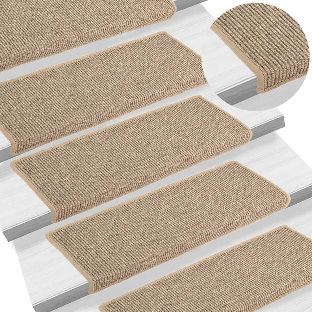 Schodové Rohože 15 Ks 65 X 21 X 4 Cm Světle Béžové S Obdélníkovým Okrajem