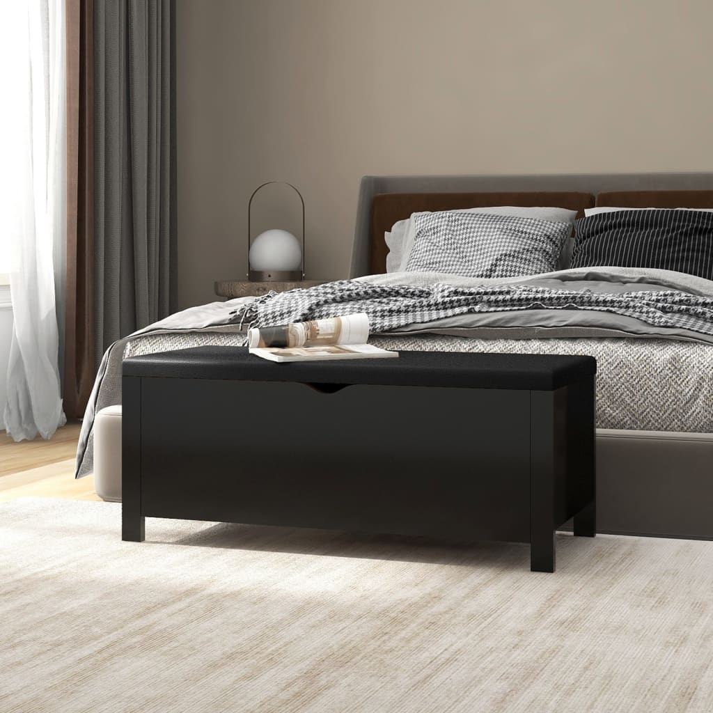 Úložný Box S Poduškou Černý Vysoký Lesk 105X40X45 Cm Kompozit
