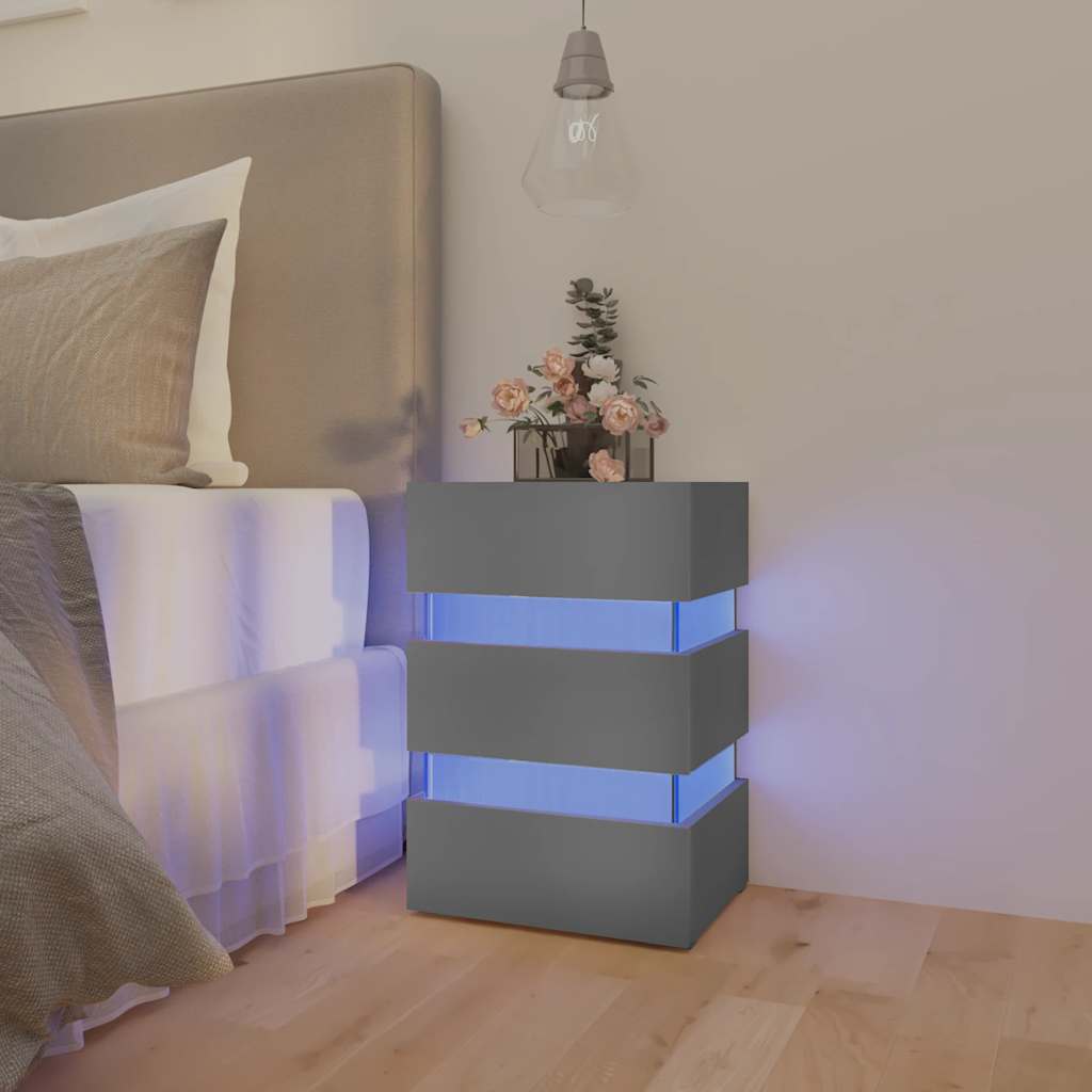 Noční Stolek S Led Lesklý Bílý 45 X 35 X 67 Cm Kompozitní Dřevo