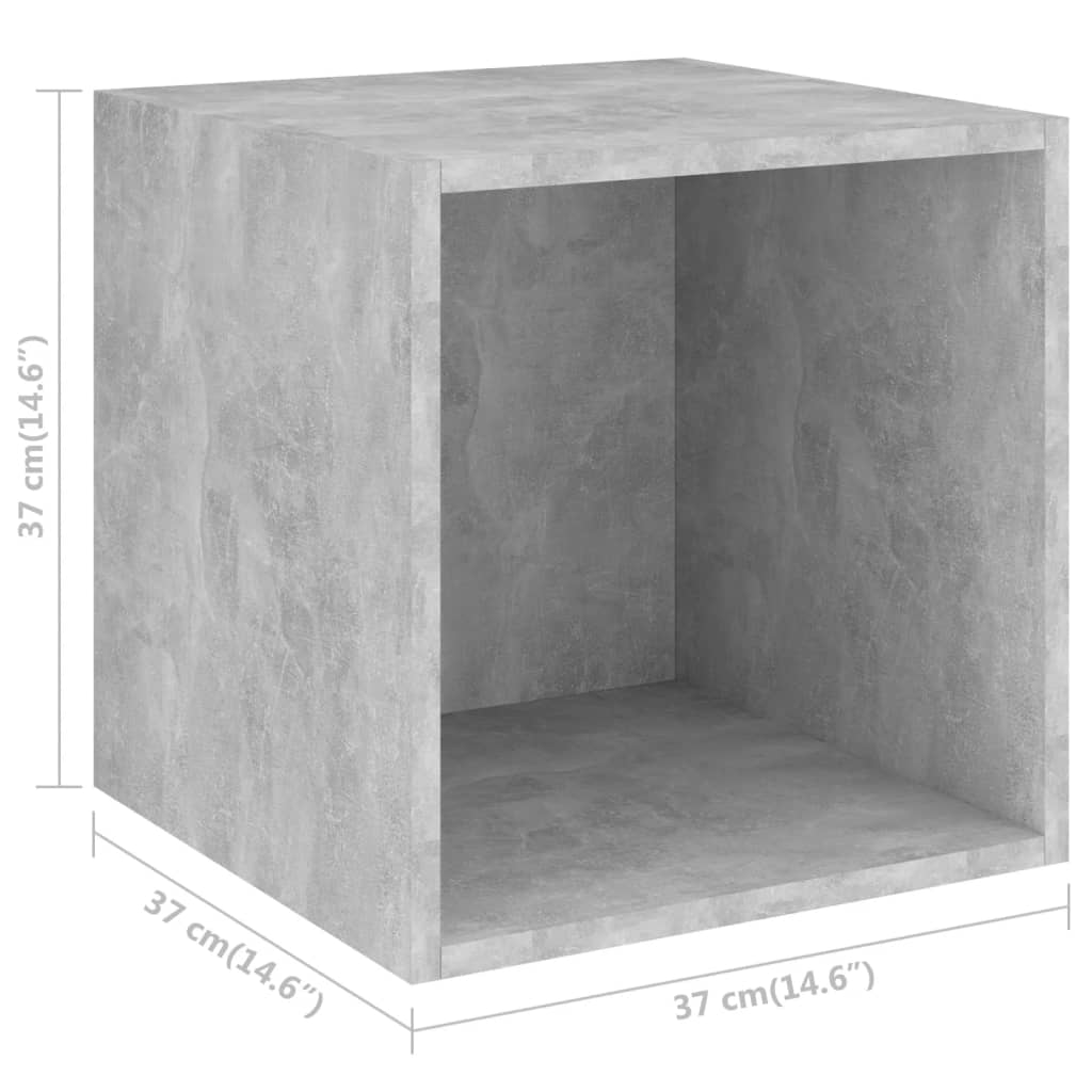 Nástěnné Skříňky 2 Ks Betonově Šedé 37 X 37 X 37 Cm Dřevotříska