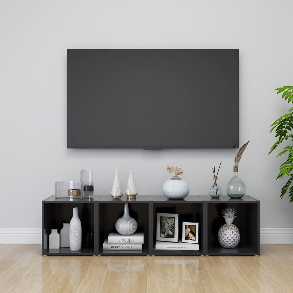 Tv Stolky 4 Ks Bílé Vysoký Lesk 37X35X37 Cm Kompozitní Dřevo