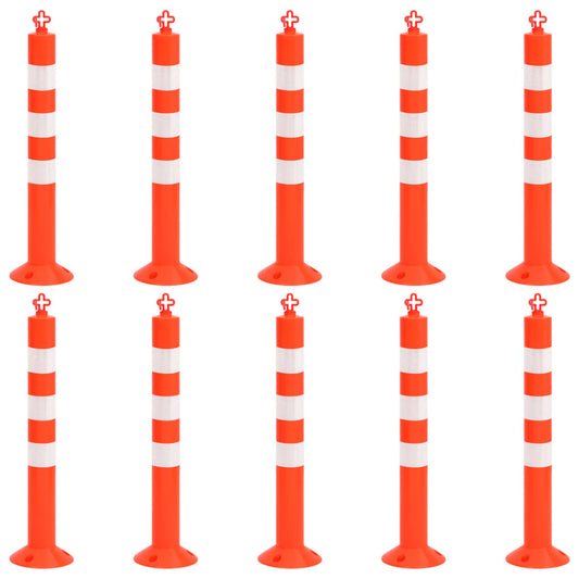 Zahrazovací Sloupky K Řízení Dopravy 10 Ks S Řetězem 75 Cm Pe