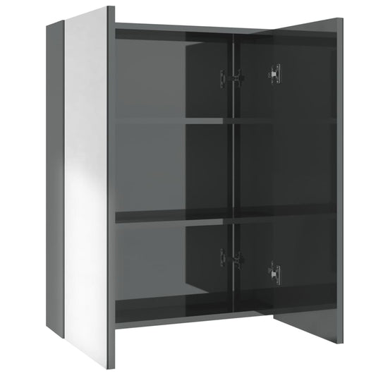 Koupelnová Skříňka Se Zrcadlem 60 X 15 X 75 Cm Mdf Zářivě Šedá