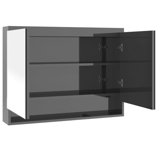 Koupelnová Skříňka Se Zrcadlem 80 X 15 X 60 Cm Mdf Zářivě Šedá