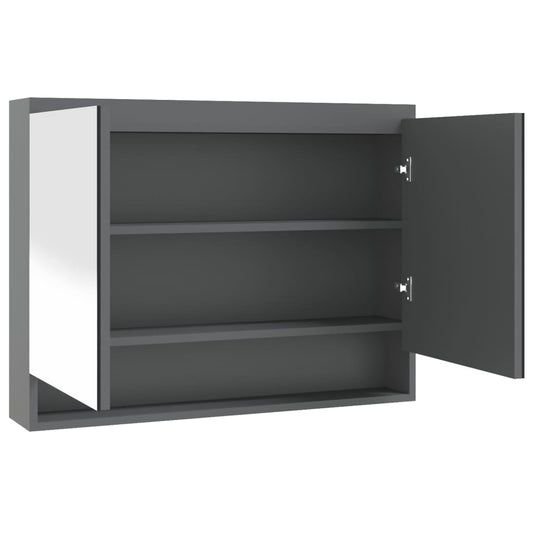 Koupelnová Skříňka Se Zrcadlem 80 X 15 X 60 Cm Mdf Šedá