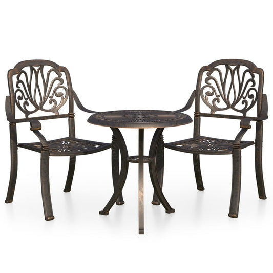 3Dílný Bistro Set Litý Hliník Bronzový