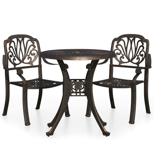 3Dílný Bistro Set Litý Hliník Bronzový